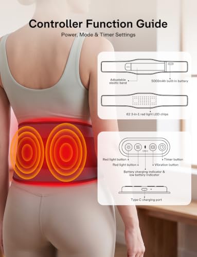 Medisana Red Light Therapy for Body with Heat and Vibration, Red Light Belt