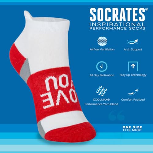 Gone For a Run Motivational Ankle Running Socks - Affirmation Runners Gifts - color: Love You (Red)