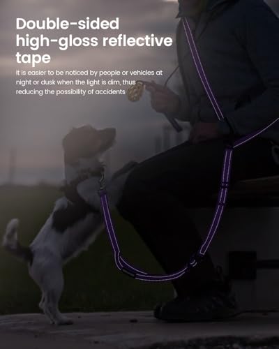 Hands Free Dog Leash, Multifunctional Crossbody Dog Leash - color: Purple, size: Large-5.9-9.5ft