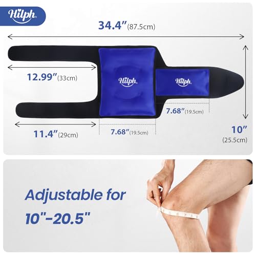 Hilph Knee Ice Pack Wrap, Adjustable Knee Brace with 2 Gel Ice Packs, Blue - color: Blue