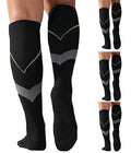4 Pairs 20-30mmHg Compression Socks for Women Knee High Flying - color: Black, size: Large-X-Large