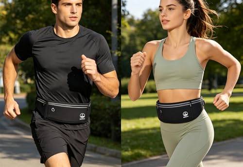 Slim Running Belt Phone Holder Fanny Packs for Women Men - Black - color: T Black