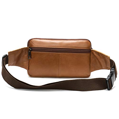 NIUCUNZH Real Leather Fanny Pack for Men Women Sling Waist Packs for Travel - color: Brown