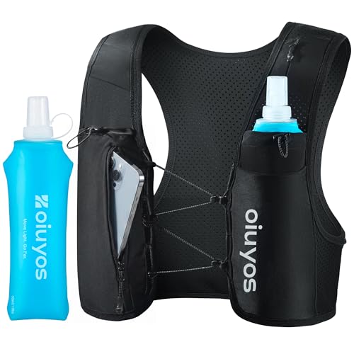 Running Vest for Women Men, 500ml Soft Flask & Phone Holder - color: Black, size: X-Small-Small