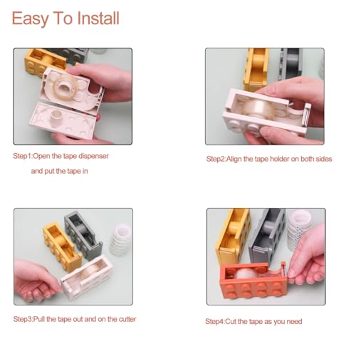 4 Pack Mini Desktop Tape Dispenser with 2 Rolls Tape, Cute 4 Color Tape Dispenser Kids for Gift Wrapping Tape Cutter for Office Home School and Crafts