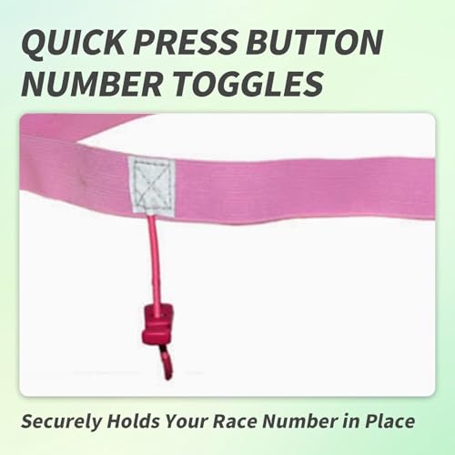 Stretch Fit Triathlon Number Belt No Pins Needed Comfortable Running Race Belt with Bib Holder for Marathon & More(Pink) - color: Pink