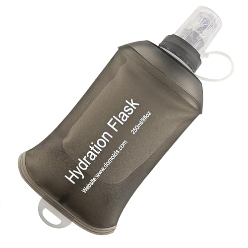 AXEN Soft Flask TPU Foldable Running Hydration Flask, Soft Collapsible Water Bottle for Hydration Pack Cycling Marathon Running Hiking - color: Grey-250ml