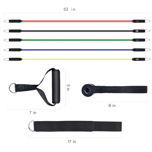 Resistance Bands, Simmgud Exercise Bands Set with Handles, Work Out Bands with Door Anchor, Ankle Straps for Strength Training, Physical Therapy, Home Gym for Men and Women, Yoga, Pilates 150 LBS