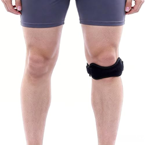 Knee Braces for Women and Men, Patella Tendon Knee Strap, Adjustable Non-Slip Knee Patella Band Stabilizer Knee Brace for Jumpers Knee, Basketball, Volleyball, Jogging (1, Black)