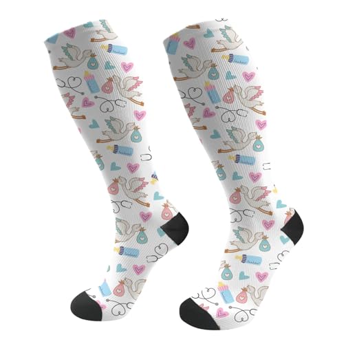 FREEHOTU Compression Knee High Socks for Women/Men Circulation 15-20 Mmhg - color: Special Delivery