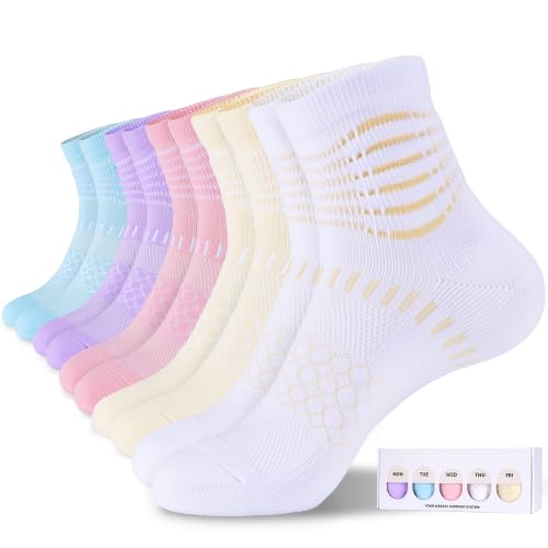 IRAMY Ankle Compression Socks Women Men Plantar Fasciitis Relief 3/5 Pairs - color: Macaron Mix(5 Pairs), size: Medium