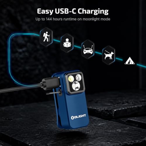 OLIGHT Oclip Pro Rechargeable EDC Clip-on Flashlight, Midnight Blue - color: Midnight Blue