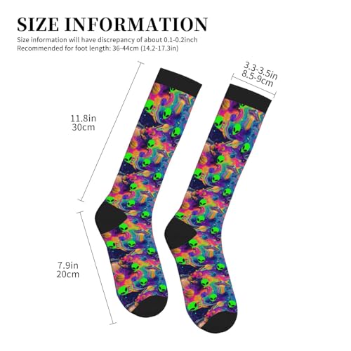 Compression Socks Women Knee High Support Circulation Stockings for Running Cycling Flying - color: Alien
