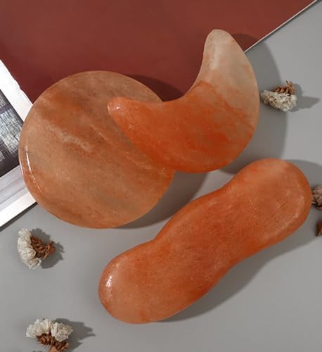 Moon Shape Himalayan Salt Massage Stones Hot Massage Cold Massage Stones Set Warm Rocks Kit for Facial SPA - size: MOON SHAPE