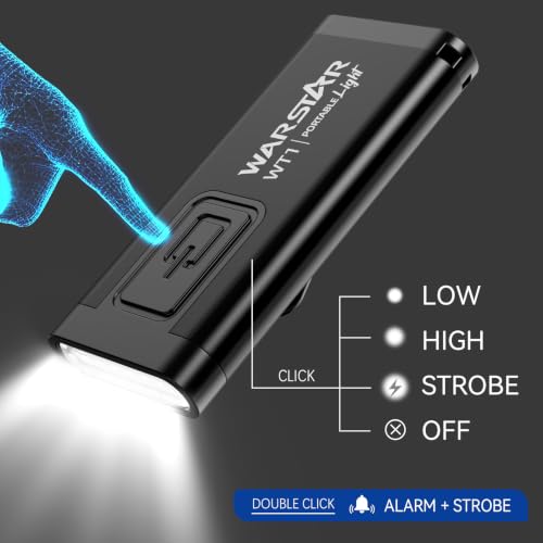 WARSTAR Keychain Flashlight with Personal Safety Alarm, 200LM Mini EDC Light, USB-C Rechargeable Emergency Siren for Women & Night Safety (6pack,Black*3&Blue*3) - color: 6pack,Black*3&Blue*3