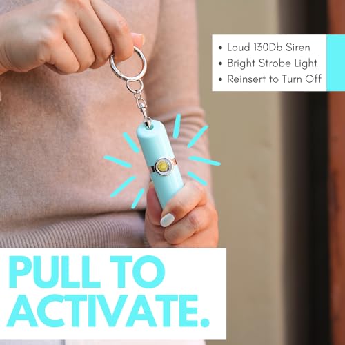 Securityman Personal Alarms for Women | Safety Alarm Keychain (Loud 130dB Siren and SOS Strobe Light) Everyday Self Defense Security Alarm Protection Device (Teal) - color: Teal
