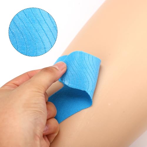 12pcs Precut Kinesiology Tape for Knees, Breathable & Waterproof Knee Supports Stickers Tape Flexible Elastic Athletic Strips Supplies for Sports & Stability (Blue)