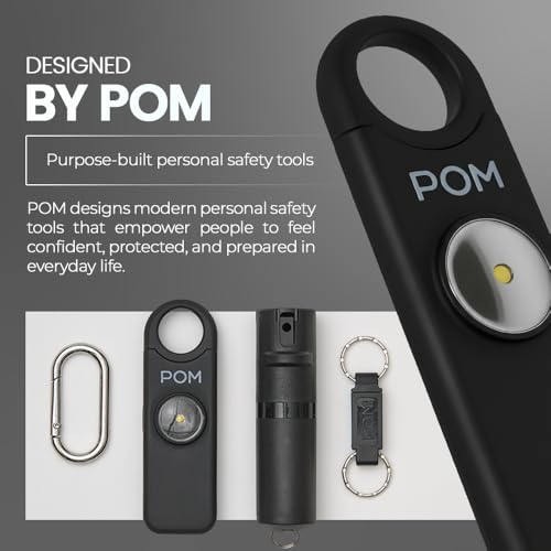 POM Personal Safety Alarm for Women – 130dB Loud Emergency Siren, USB-C Rechargeable with Bright LED Flashlight, Portable Keychain Design for Self Defense, Purse, Backpack & Travel (Black) - color: Black