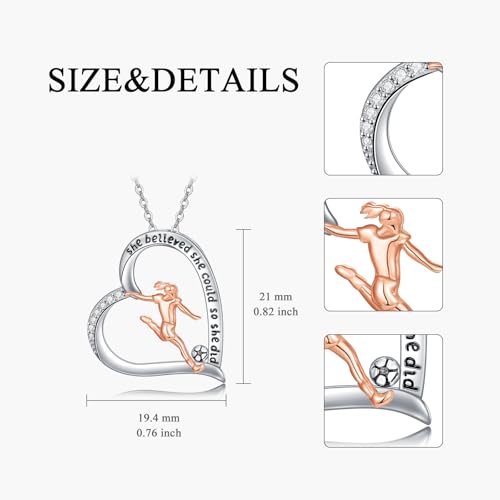 PROESS Tennis/Basketball/Soccer/Gymnastics/Running/Golf/Barbell Necklace 925 Sterling Silver Sports Pendant Inspirational Jewelry Gifts for Women - style: Soccer