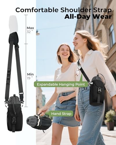 Water Bottle Holder with Strap 40/32 oz Crossbody Water Bottle Purse Bag for Women Men with Phone Pocket for Hiking Walking Gym Cycling - color: Black