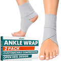Vive Ankle Wrap (2 Pack) - Strap Heel Brace Stabilizer for Sprained Foot - color: Gray