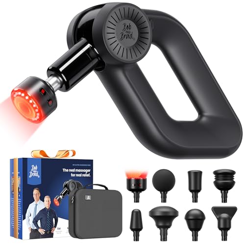 BOB AND BRAD D6 Ultra Massage Gun with Infrared Light, Deep Tissue Percussion with 16mm Amplitude, Professional Muscle Massager for Athletes, Electric Handheld Massager - color: Ruby Black