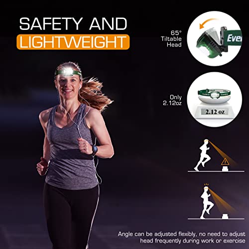 EverBrite Headlamp, 2 Pack LED Head Lamp for Kids & Adults, Red Light - color: Green