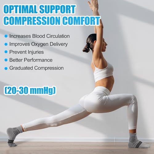 NEENCA Professional Compression Socks for Women Men Circulation, 20-30 mmHg - color: Gray Black, size: Medium