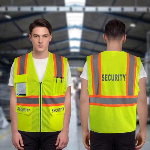 Security Vest for Men, Hi Vis Mesh Safety Vest, Yellow, 4XL - color: Yellow-security, size: 4X-Large