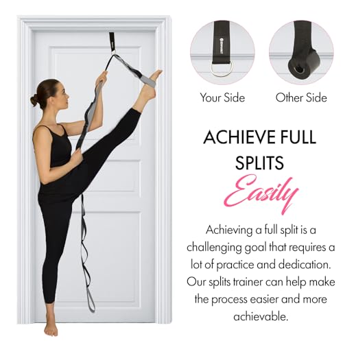 10-Loop Yoga Strap with Door Anchor for Stretching & Flexibility - color: Silvery Grey