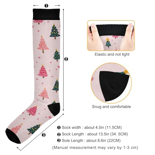 Snowflake Red Christmas Compression Sock for Women Men Funny Support Knee High Socks Running,Nurses,Travel - color: Cute Tree With Light