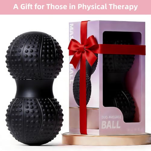 8 Inch Large Peanut Massage Ball Roller for Large Muscle Groups, Deep Tissue Double Massage Ball for Neck,Back,Leg,Low Back,Peanut Myofascia Release Ball for Muscle Knots&Physical Therapy - color: Black