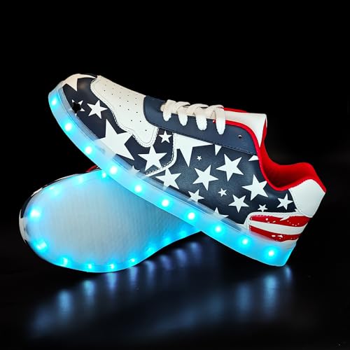 Wooowyet Men LED Light Up Shoes for Women High Top Lights Sneakers Glowing Neon Luminous Sequin Fashion Sparkle Bling Shiny Punk Boots LED Shoes - size: 8.5 Women/7 Men