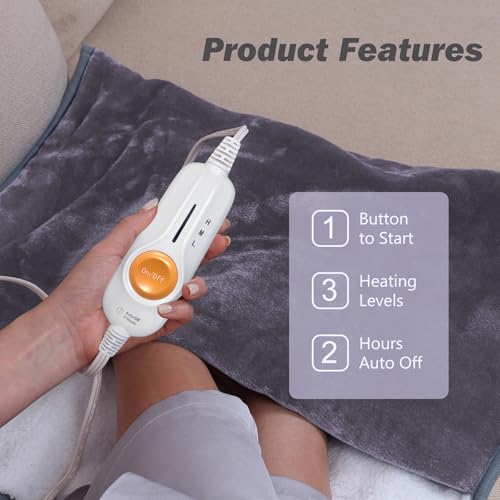 Gintao Electric Heated Foot Warmers for Feet,22"×20" Soft Foot Heating Pad - color: Gray