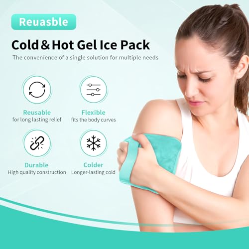 Gel Ice Pack for Injuries Reusable Soft Freezer Ice Bag with Strap- 1 Pack - color: Mint Green-1 Pack