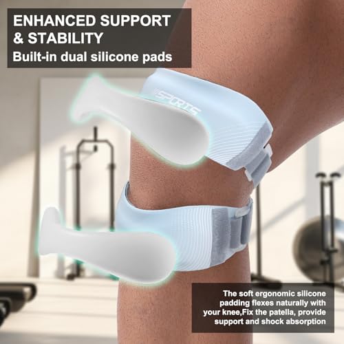 NuCamper Patellar Tendon Support Strap, Adjustable Patella Band Knee Brace for Men & Women Relief Knee Pain, Patella Stabilizer Knee Straps for Running, Basketball, Tendonitis, Jumpers Knees Blue - color: Blue