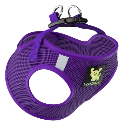 EcoBark Step in Dog Harness, Reflective & Adjustable Mini Halter Vest - color: Purple, size: XXXS- 2 to 3 lbs- Chest up to 10 in (Pack of 1)