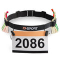 RJ-Sport Race Number Belt with 6 Energy Gel Loops for Triathlon & Marathon - color: 01 Black