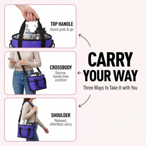 Drink Carrier Tote Bag, Family Size 4 Compartment Drink Carrier - color: Purple