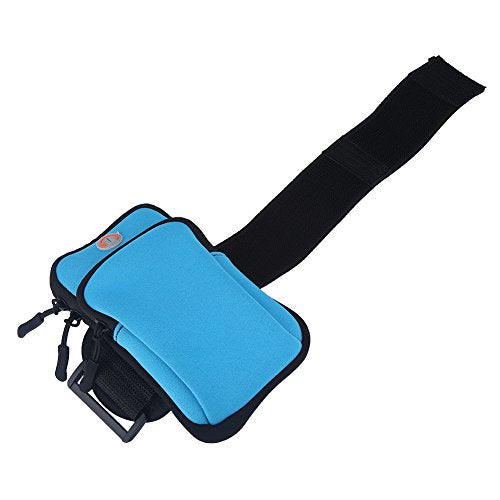 Filfeel Arm Pouch, Running Armband Bag for Phone & Keys Zipper Multi-Layer Wallet Pocket for Outdoor Jogging Sports Gym(Blue)