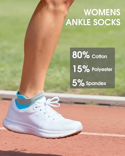 Womens Compression Ankle Crew Socks, Breathable Cushioned Socks - color: Pink Blue Orange Yellow Green Grey, size: 9-11