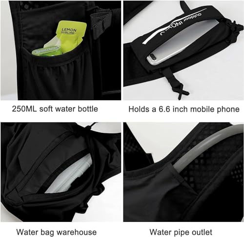 INOXTO Running Hydration Vest Backpack,Lightweight Insulated Pack with 1.5L Water Bladder Bag Daypack for Hiking Trail Running Cycling Race Marathon for Women Men - color: Black Blue