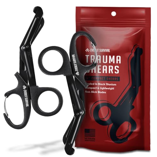 EVERLIT Trauma Shears Black Titanium Coated Non-Stick Blades Stainless Steel Bandage Medical Scissors for EMT EMS Doctor and Nurses (6" Compact, 2 Pairs) - size: 6" Compact, 2 Pairs