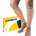 CAMBIVO Calf Compression Sleeves 20-30mmHg – Footless for Women & Men - color: Pure Nude, size: Large