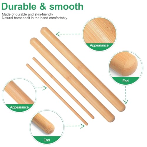 Bamboo Massage Sticks Set -SPA Therapy Tool, Fine Bamboo Sticks for Facial Massage,Thick bamboos Sticks for Guasha Massage and Relaxing Muscles
