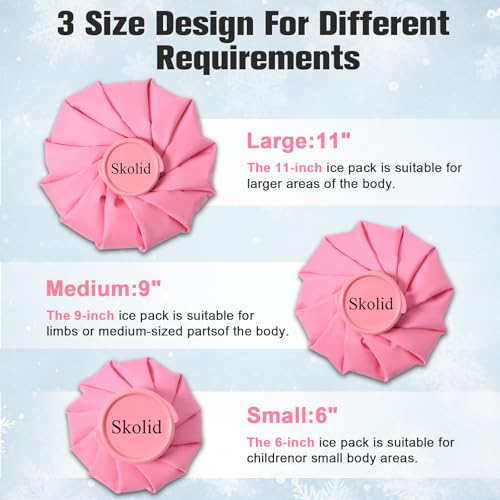 Ice Packs for Injuries Reusable, 3 Sizes, Pink - color: Pink