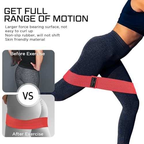 Lenwen 12 Pcs Fabric Resistance Bands Bulk - color: Red