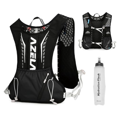 TRIWONDER Hydration Vest Running Backpack for Men & Women, Water Pack for Hiking, Camping, Climbing & Cycling, Lightweight Daypack - color: 06 Black - with a 500ml Soft Flask