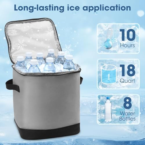 Ice Machine for Knee After Surgery Cold Therapy Machine with Programmable Timer & Remote, Portable Foldable Knee Ice Machine for Post-Surgery Cryotherapy for Swelling & Joint Pain Relief (Grey)