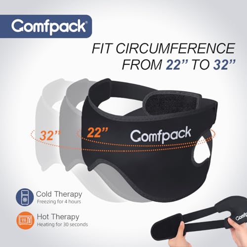Comfpack Wisdom Teeth Ice Pack Head Wrap with Ear Hole Design, Reusable Hot Cold Gel Face Jaw Ice Pack, Soft Plush Cold Pack for TMJ Pain Relief, Tonsillectomy, Oral Surgery, Face Swelling Black - color: Black 1pack